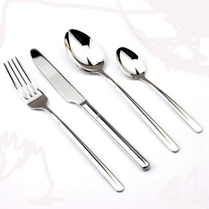 Cubiertos de acero inoxidable con acabado Chapado en Color plateado con mango liso, cubiertos aptos para lavavajillas, para uso en el hogar, boda, Juego de 4 Uds. - Product Image 1