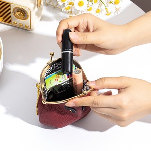 Sac Ando en cuir de vachette véritable, mini porte-monnaie mignon avec fermoir à pression, petite pochette à bijoux et à rouge à lèvres pour femmes - Product Image 2
