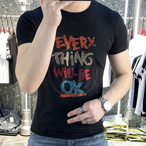 100% coton T-Shirt homme personnalisé avec strass Design respirant léger Style décontracté personnalisé à votre goût - Product Image 2