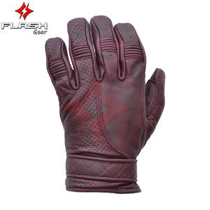 Gants de moto courts unisexes en cuir véritable ciré violet de qualité supérieure, imprimés, pour la course automobile, les sports de plein air, imperméables et antidérapants - Product Image 3
