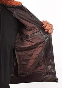 แจ็กเก็ตนักบินหนังแท้สำหรับผู้ชาย, แจ็คเก็ตนักบินนักบินหนังแท้ปกตั้ง - Product Image 4