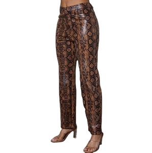 Manufacturer Custom High Quality <b>Synthetic</b> Snake Skin <b>Leather</b> Pants Breathable Casual Style with Flat Front Logo on Waist - Product Image 4