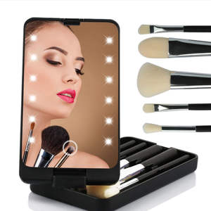 Espejo de Maquillaje LED de Escritorio, Espejo Cosmético Compacto de Una Sola Cara, Rectangular, Plegable, Portátil, con Función de Aumento - Product Image 5