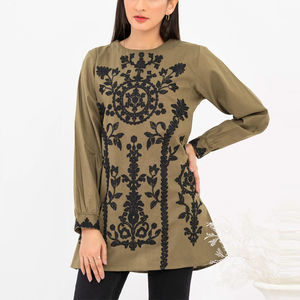 Kurtis en coton pour femmes avec service OEM Fournisseur direct d'usine Kurtis brodé de créateur pour femmes Impression personnalisée - Product Image 3