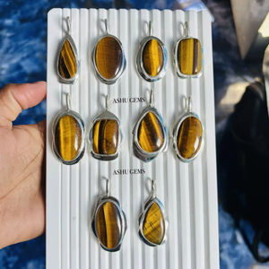 Collier en œil de tigre, argent sterling 925, pour femmes et filles, bijoux en pierres précieuses naturelles, cadeau minimaliste de guérison - Product Image 1