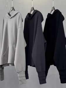 Otoño High Street mangas expuestas dedo Sudadera con capucha peso pesado lavado retro Sudadera con capucha de gran tamaño para hombres - Product Image 6