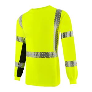 เสื้อยืดสะท้อนแสงคุณภาพสูง ขายส่ง แขนยาว แถบสะท้อนแสงหลายเส้น ผ้าทนทาน ระบายอากาศได้ดี เพื่อความปลอดภัย - Product Image 3