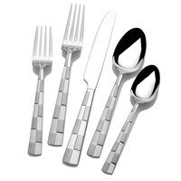 Ensemble de couverts en acier inoxydable plaqué argent de haute qualité avec fourchette, cuillère et couteau de service - Vaisselle élégante pour la cuisine par JN Crafts