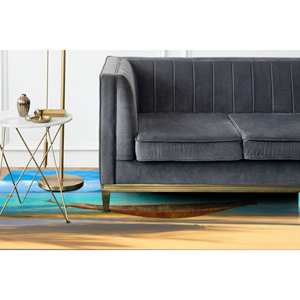 Tapis de chambre d'enfant coloré, tapis imprimé paysage, tapis vue sur la côte, tapis à poils doux - Product Image 3