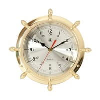 Reloj de Pared Náutico de Latón con Acabado Antiguo para Dormitorio, Diseño Art Deco con Temática de Boda, Funcionamiento Silencioso