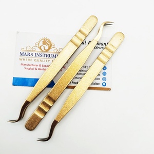 Pince à épiler professionnelle à pointe incurvée en acier inoxydable pour extensions de cils - Product Image 4