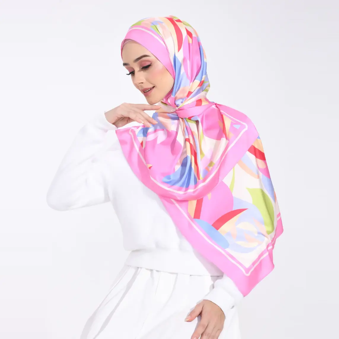 Мягкий полишелковый разноцветный женский шарф-палантин с принтом, шарфы (доступны услуги индивидуальной печати)