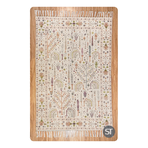 Delicate Floral Printed PET Yarn Flat Rug Phoolvan Design with Botanical and Tree Patterns Floor Art Carpet Bulk Wholesale - Product Image 2