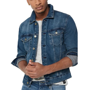 Customization Lapel Winter Unisex Waterproof Breathable Front Logo <b>Letter</b> Pattern Hip Hop Loose Casual Denim <b>Jacket</b> for <b>Men</b> - Product Image 2