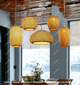 Modern Retro Simple Creative Design Home Woven Chandelier Pendant <b>Light</b> Handmade <b>Wicker</b> Rattan Bamboo Hanging Lamp - Product Image 6