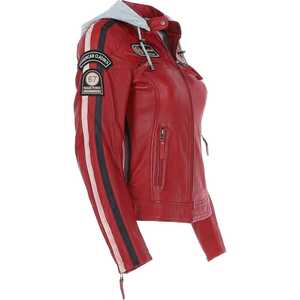 Chaquetas de cuero personalizadas de tendencia superior para mujer, diseño de cuello vuelto sólido, mangas completas, forro de satén transpirable - Product Image 2