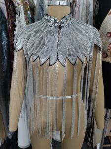 Handmade Vintage Flapper Party <b>Shawl</b> <b>Wraps</b> with Sequin Beaded Bolero Embroidery Cape for Evening Bridal Cover Ups Fur <b>Shawls</b> - Product Image 3