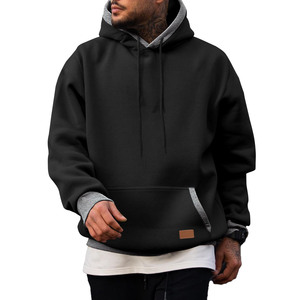 Pull à capuche unisexe 100% coton polaire Basics coton mélangé imprimé sweats à capuche Design tissu brodé motif solide pour hommes - Product Image 1