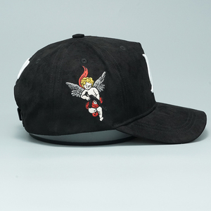 Gorra de béisbol de gamuza de dos toneladas personalizada con logotipo bordado personalizado lateral y logotipo bordado impreso personalizado línea mancha - Product Image 4
