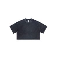 En iyi satış 230gsm Vintage kadın kırpma üst yüksek kaliteli asit yıkama T-shirt artı boyutu kısa tankı üstleri sahip katı desen