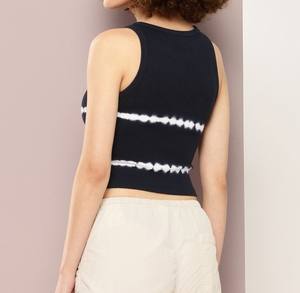 Custom Casual Wear Women Tie & Dye <b>Tshirt</b> Crop Length O-neck <b>Sleeveless</b> No Sleeves Rib Knitted Cotton Fabric Tank Top for Womens - Product Image 6