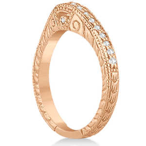 Ensemble de mariage en or rose 14 carats de style antique Art Déco avec diamants 0,53 ct - Product Image 3