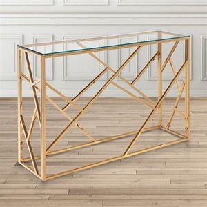 Table console à 2 niveaux en métal et marbre de qualité supérieure de couleur or Design élégant pour l'entrée, le salon ou le couloir Déco - Product Image 5
