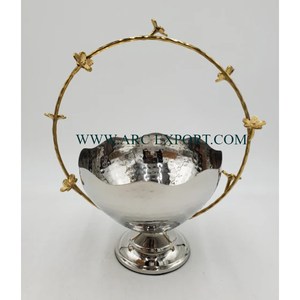 Bol décoratif moderne à l'intérieur plaqué or à l'extérieur bol en métal de couleur noire maison et cuisine vaisselle bol et plat de service alimentaire - Product Image 5