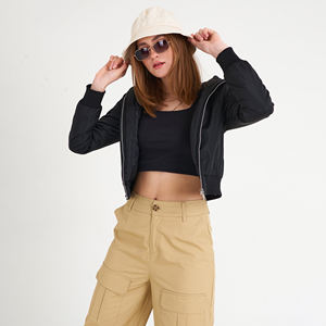 Long blouson aviateur à col montant personnalisé de haute qualité pour femmes, respirant avec rembourrage en coton et logo imprimé - Product Image 5