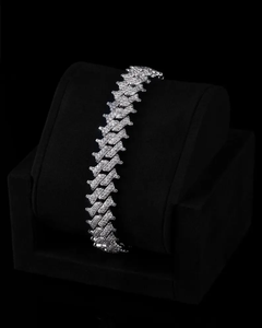 Pulsera de Eslabones Cubanos de Plata de Ley 925 con Diamantes de Moissanita Redondos VVS, para Uso Diario y Fiestas, Unisex - Product Image 1