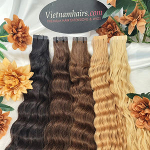 Meilleure qualité 100% véritable kératine Double épaisseur ruban adhésif dans les extensions de cheveux humains bruts traités à la Machine Styles de boucles de vague de cuticule complète - Product Image 1