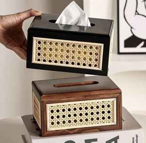 Caja de pañuelos pulida de la mejor calidad personalizada para el hogar y la Oficina, organizador de escritorio decorativo con diseño de grano de madera Natural - Product Image 1