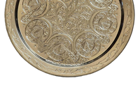Plateau de service en plaqué argent marocain Vintage fabriqué à la main en bronze cuivre doré sans danger pour servir des plats et des plats de restaurant indien