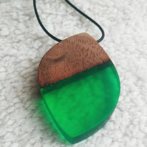 Nueva moda mano madera resina colgante collar Retro geométrico cono cuerda cadena Collar para Mujeres Hombres joyería hecha a mano - Product Image 1