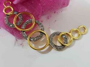 Cercles entrelacés vintage pavé de diamants cloutés en argent sterling 925 plaqué rhodium noir taille 48x25mm pour fiançailles de mariage - Product Image 2