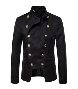 Uniformes d'hiver de garde pour adultes personnalisés avec manteau de double poitrine bleu-gris en laine pantalon marron vêtements scolaires - Product Image 5