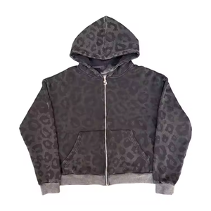 Sweat-shirts à capuche unisexes surdimensionnés personnalisés, délavage acide, longueur standard, double fermeture éclair, broderie personnalisée, 100% coton molletonné/french terry - Product Image 6