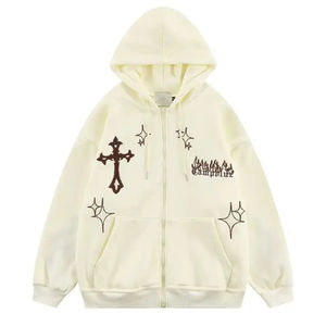 Sudadera con Capucha y Cremallera OEM 2025, la Más Vendida, al por Mayor, Ropa Urbana de Alta Calidad, Bordado Chenille, Unisex, 100% Algodón, Invierno - Product Image 1