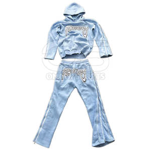 Survêtement à imprimé bouffant pour hommes à la mode avec sweat à capuche et pantalon de survêtement ensemble hommes survêtement imprimé bouffant tenue en tissu doux - Product Image 1