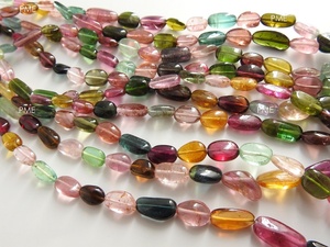 Tourmaline multicolore, pierres naturelles lisses, pépites, perles de pierres précieuses, 10 pouces, 6-10 mm de long, trou d'environ 0,35 mm - Product Image 3