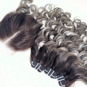 Paquets de cheveux de trame de couleur naturelle avec fermeture 100% cheveux humains vierges vietnamiens prix de gros - Product Image 2