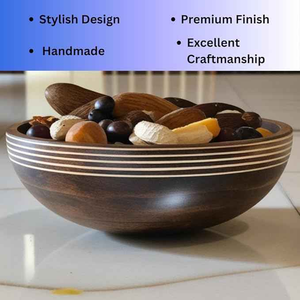 Cuenco de madera de acacia rústico con acabado natural hecho a mano para Cocina Esencial comedor y decoración de interiores - Product Image 2