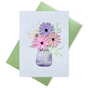 การ์ดอวยพรกระดาษดอกไม้เวียดนามทำด้วยมือทำด้วยมือพร้อมการตกแต่งดอกไม้ชั้นแบบป็อปอัพ - Product Image 4