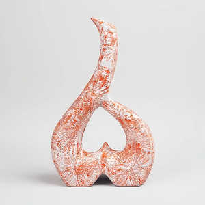 Vase en céramique artisanal bleu corail et orange, design contemporain nordique, carré, pour table, décoration intérieure, cadeau de pendaison de crémaillère, 16,5x27cm - Product Image 1