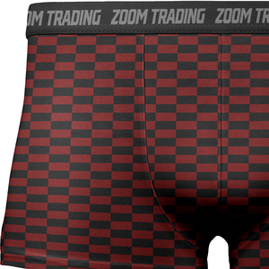 Zoom Trading Boxer pour homme à motif à carreaux rouge et noir, taille mi-haute, respirant, en maille - Product Image 3