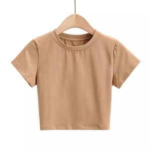 Camisetas cortas de manga larga de calidad superior transpirables, camisetas recortadas de Yoga con logotipo estampado personalizado, camisetas ajustadas de verano de secado rápido - Product Image 1