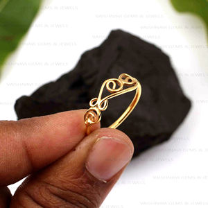 Classic Filigree Band <b>Ring</b> 925 Sterling Silver Statement <b>Plain</b> Boho Band 18K Micron Gold Plated Eternity Vermeil Fine Jewelry - Product Image 1