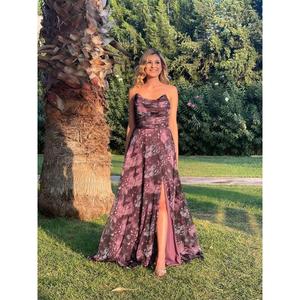 Abito da sera stampato in Chiffon con spalline drappeggiato a trapeazione da donna con stelle Jn1752 1752 - Product Image 4