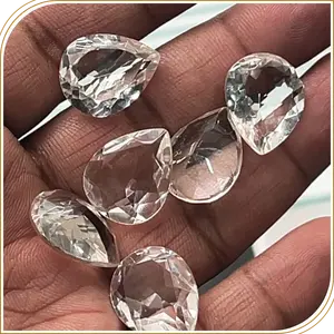 Pierre précieuse naturelle en quartz cristal, pierre taillée en forme de poire, 16x20mm, pierre naturelle de qualité supérieure - Product Image 1