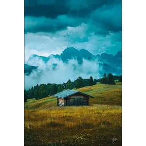 Impression sur toile de la cabane en bois Fida sous les nuages agités - Product Image 6